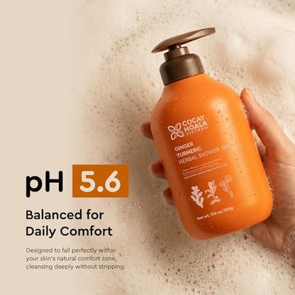 Turmeric Exfoliating Body Wash with Ginger & Centella – Gentle Shower Gel for Sensitive Skin, Moisturizing Deep Cleansing, Paraben & Silicone Free, 17.64 oz Avelisse
