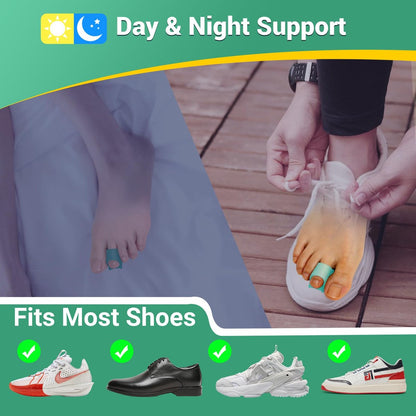 TASZOOS Hammer Toe Straightener Corrector for Women & Men - Gel Hammer Toe Straightener - Toe Splints - Realign Bent, Curled, Crooked, Claw, Hammer Toes - 3 Different Sizes (S/M/L) - 6pcs (Green)