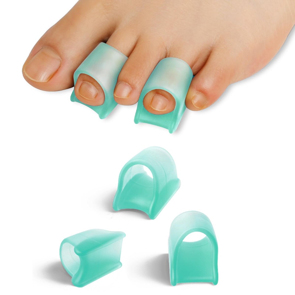TASZOOS Hammer Toe Straightener Corrector for Women & Men - Gel Hammer Toe Straightener - Toe Splints - Realign Bent, Curled, Crooked, Claw, Hammer Toes - 3 Different Sizes (S/M/L) - 6pcs (Green) - görsel 1