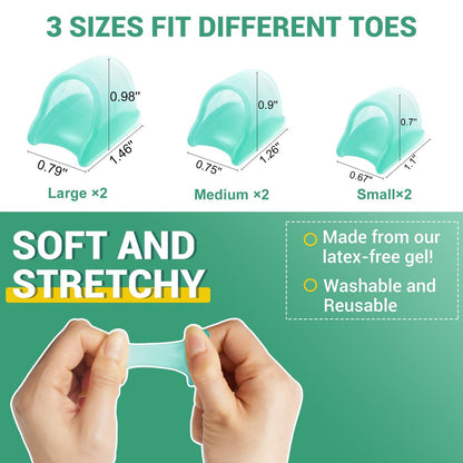TASZOOS Hammer Toe Straightener Corrector for Women & Men - Gel Hammer Toe Straightener - Toe Splints - Realign Bent, Curled, Crooked, Claw, Hammer Toes - 3 Different Sizes (S/M/L) - 6pcs (Green)