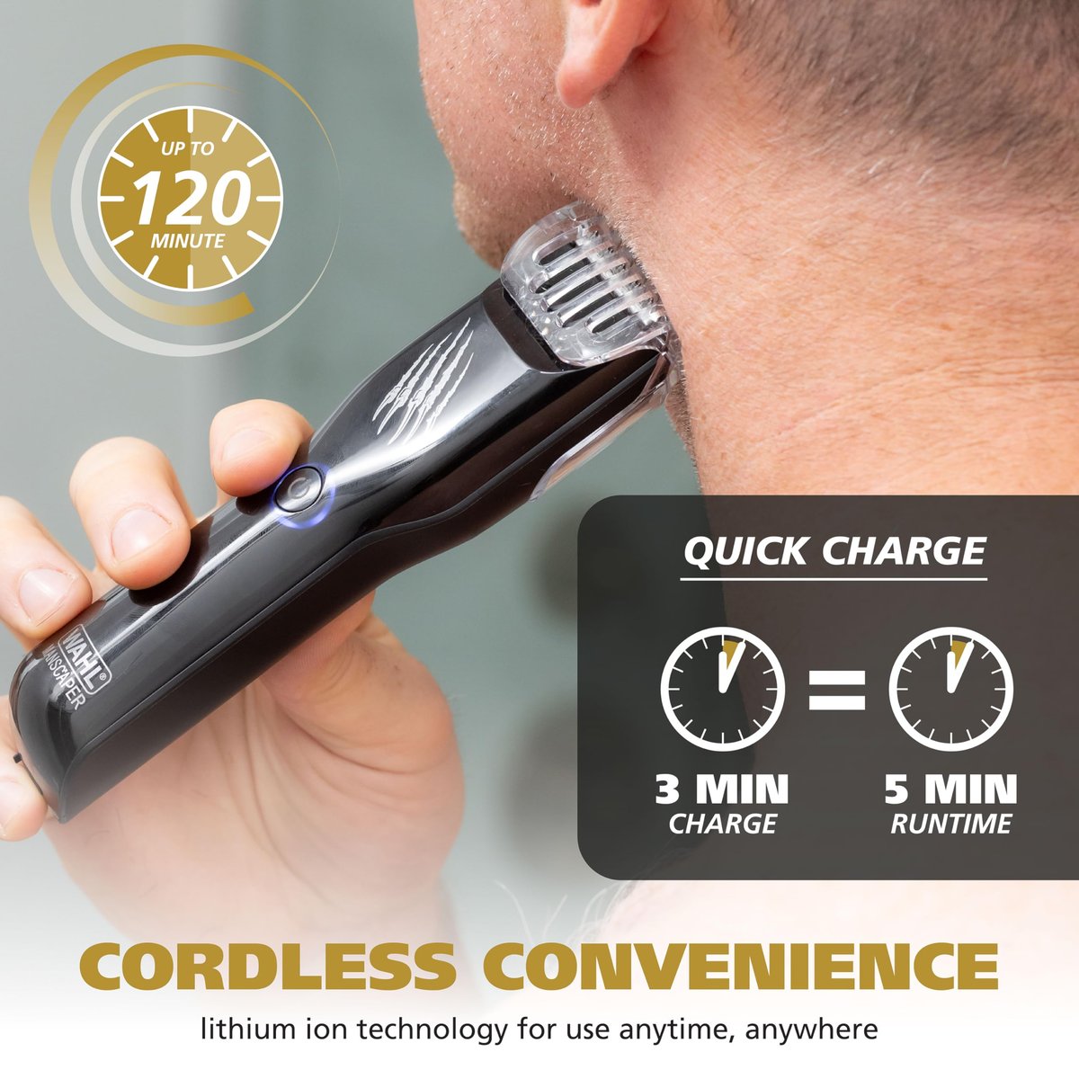 Wahl Manscaper Grizzly Rechargeable Groin & Body Hair Trimmer for Men – Extra Wide Stainless Steel Blade, Waterproof Wet/Dry, 120-Minute Runtime, USB Charging – Black Avelisse