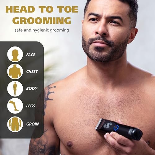 Wahl Manscaper Grizzly Rechargeable Groin & Body Hair Trimmer for Men – Extra Wide Stainless Steel Blade, Waterproof Wet/Dry, 120-Minute Runtime, USB Charging – Black Avelisse