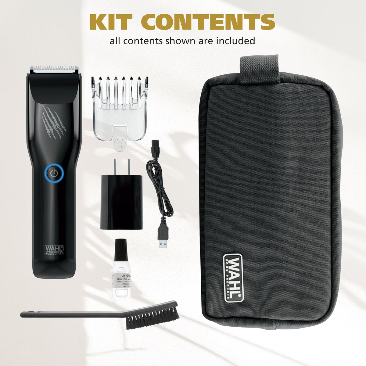 Wahl Manscaper Grizzly Rechargeable Groin & Body Hair Trimmer for Men – Extra Wide Stainless Steel Blade, Waterproof Wet/Dry, 120-Minute Runtime, USB Charging – Black Avelisse