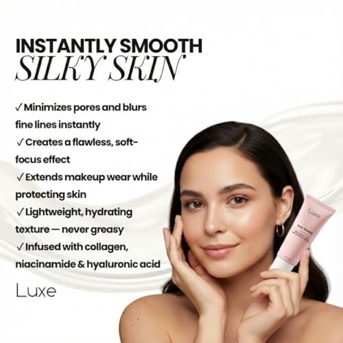 Luxe Cosmetics Pore Minimizer Face Primer – Instant Blur & Grip, Hydrating Matte Base with Niacinamide & Hyaluronic Acid, Oil Control & Fine Line Filler for All Skin Types, 1.0 oz Avelisse