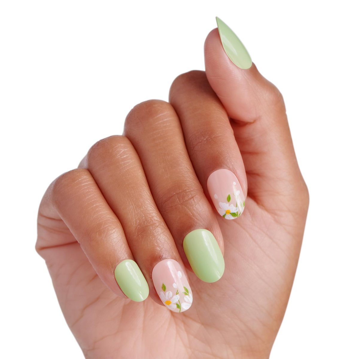 Kiss imPRESS Velvet Bunny Press-On Nails – No Glue Mani, Short Oval Shape, Green/Beige, 30 Nails Avelisse