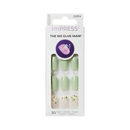 Kiss imPRESS Velvet Bunny Press-On Nails – No Glue Mani, Short Oval Shape, Green/Beige, 30 Nails Avelisse