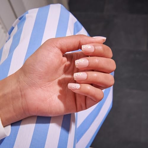 KISS CORE Press On Nails 'Hoppy Days' – Short Beige Squoval Acrylic Nails with Glue, 32-Piece Set - görsel 6