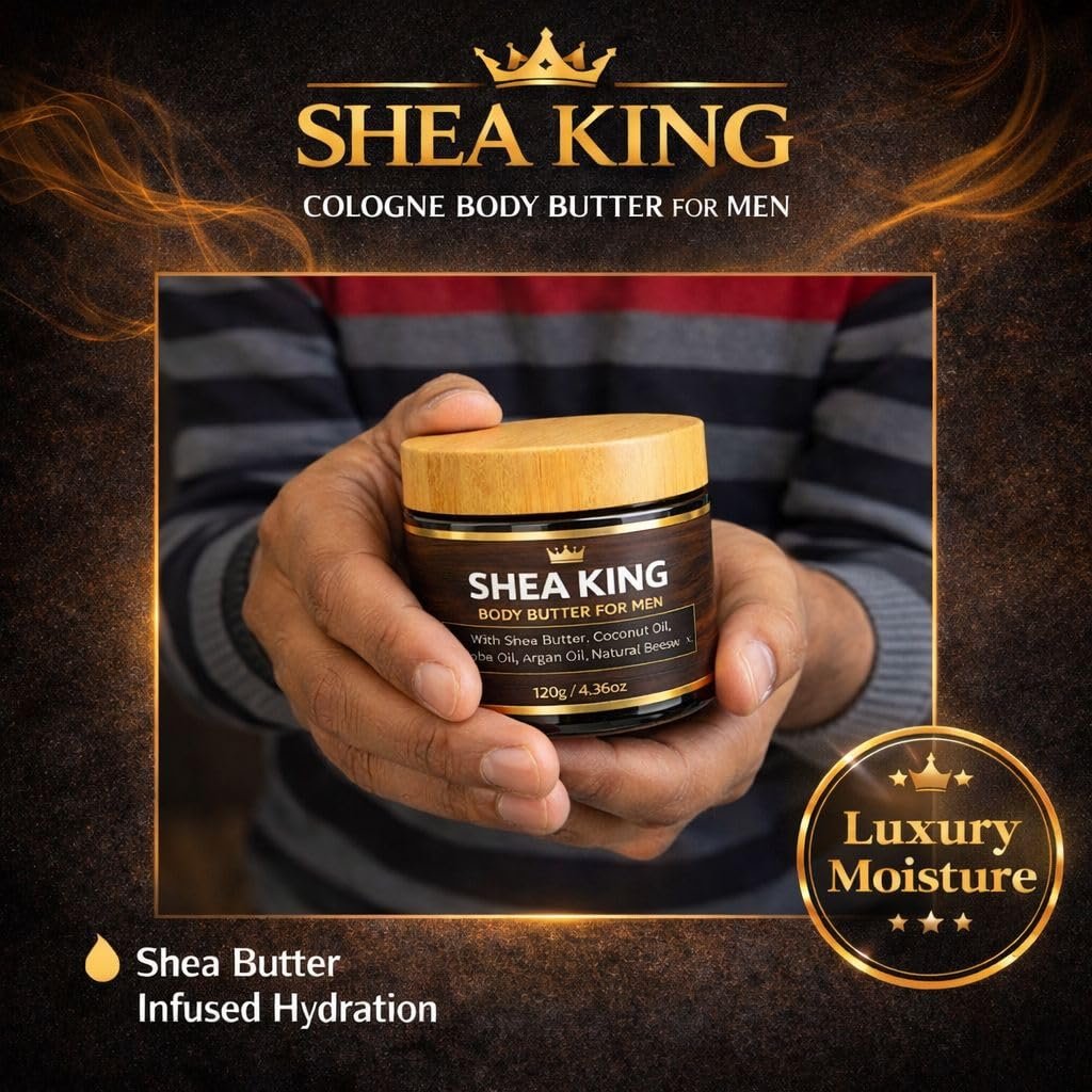 VITALSKINOIL Body Butter for Men - Cologne Scented with Shea Butter and Coconut Oil, 4.36oz Moisturizing Cream Avelisse