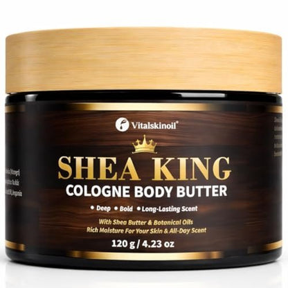 VITALSKINOIL Body Butter for Men - Cologne Scented with Shea Butter and Coconut Oil, 4.36oz Moisturizing Cream Avelisse