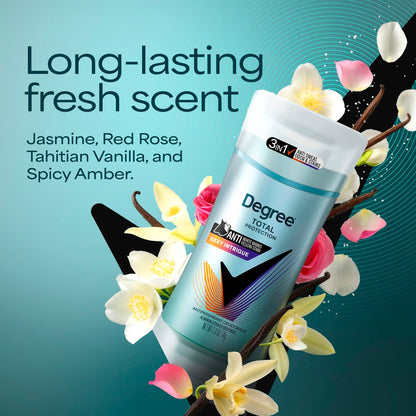 Degree 3in1 Antiperspirant Deodorant 4-Pack, Sexy Intrigue, 72-Hour Protection Against Sweat, Odor and Stains, 2.6 oz Each Avelisse
