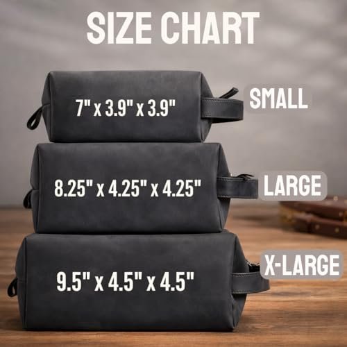 Personalized Handmade Genuine Leather Toiletry Bag - Custom Engraved Shaving Dopp Kit with Name or Initial - Travel Pouch for Men, Husband, Dad, Boyfriend - Groomsmen Gift Idea Avelisse