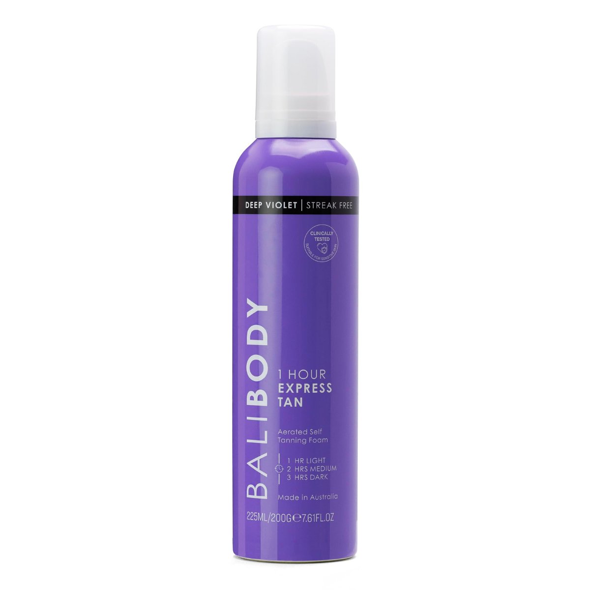 BALI BODY Deep Violet 1 Hour Express Self Tanner – Fast-Acting, Weightless Self Tanner for Natural Bronze – No-Transfer, Hydrating Quick Tan Mousse for Smooth, Radiant Skin Avelisse