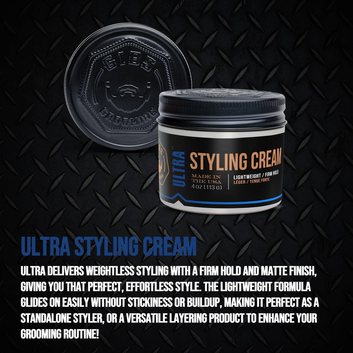 GIBS Ultra Styling Cream - 4 oz | Professional Hair Styling & Light Hold Avelisse