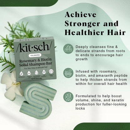 Kitsch Rosemary & Biotin Shampoo Bar for Hair Growth, Strengthening & Volumizing – Sulfate-Free, Paraben-Free, Silicone-Free – 3.5 oz Avelisse