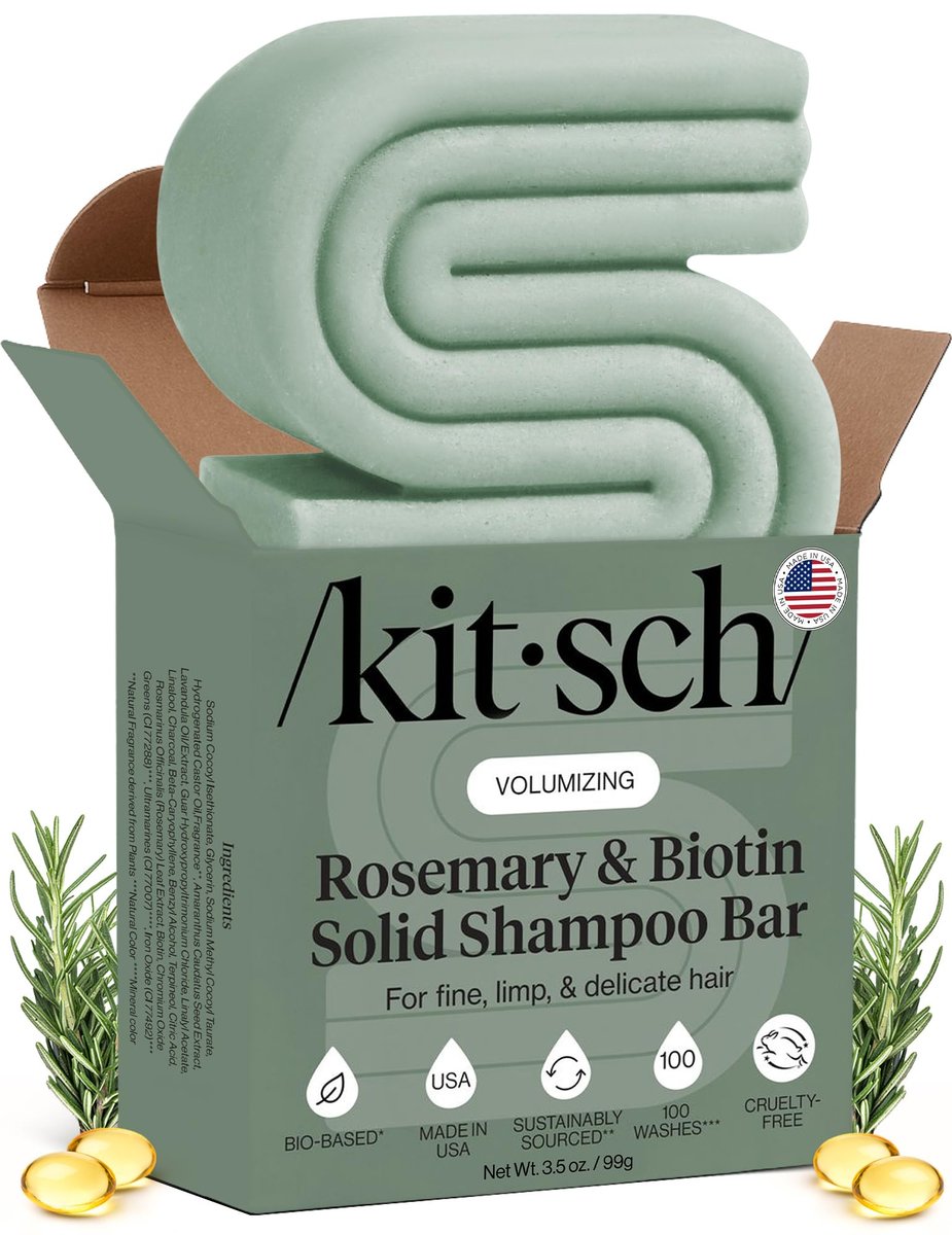 Kitsch Rosemary & Biotin Shampoo Bar for Hair Growth, Strengthening & Volumizing – Sulfate-Free, Paraben-Free, Silicone-Free – 3.5 oz Avelisse