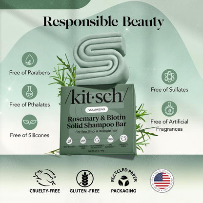Kitsch Rosemary & Biotin Shampoo Bar for Hair Growth, Strengthening & Volumizing – Sulfate-Free, Paraben-Free, Silicone-Free – 3.5 oz Avelisse