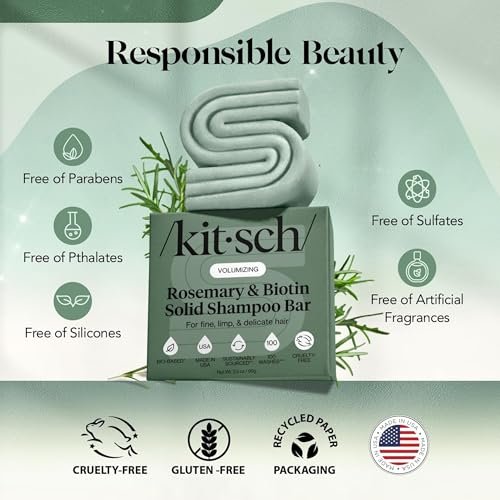 Kitsch Rosemary & Biotin Shampoo Bar for Hair Growth, Strengthening & Volumizing – Sulfate-Free, Paraben-Free, Silicone-Free – 3.5 oz Avelisse