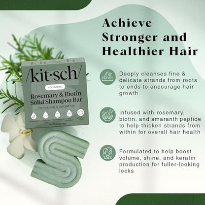 Kitsch Rosemary & Biotin Shampoo Bar for Hair Growth, Strengthening & Volumizing – Sulfate-Free, Paraben-Free, Silicone-Free – 3.5 oz Avelisse