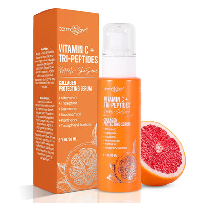Dermaxgen Vitamin C + Tri-Peptide Bright Idea Serum – Skin Brightening & Anti-Aging Face Serum for Radiant, Firm Skin, Boosts Collagen & Elasticity, 2 fl oz Avelisse