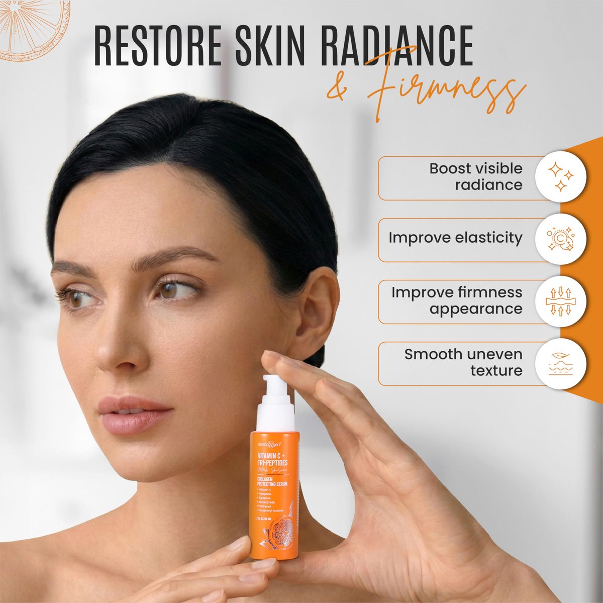 Dermaxgen Vitamin C + Tri-Peptide Bright Idea Serum – Skin Brightening & Anti-Aging Face Serum for Radiant, Firm Skin, Boosts Collagen & Elasticity, 2 fl oz Avelisse