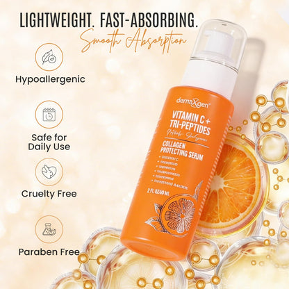Dermaxgen Vitamin C + Tri-Peptide Bright Idea Serum – Skin Brightening & Anti-Aging Face Serum for Radiant, Firm Skin, Boosts Collagen & Elasticity, 2 fl oz Avelisse