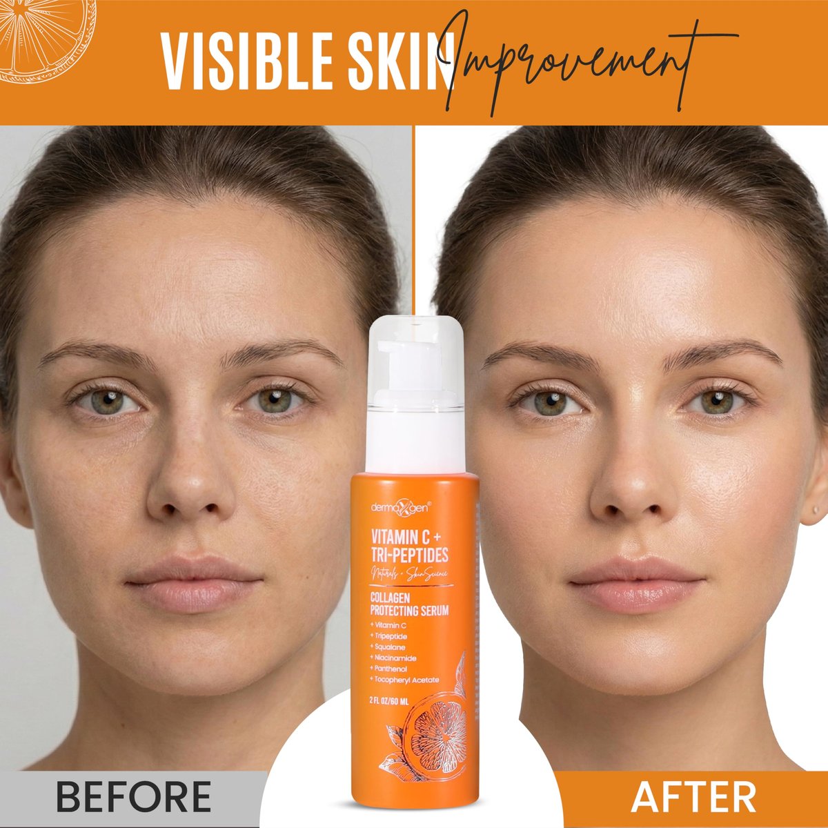 Dermaxgen Vitamin C + Tri-Peptide Bright Idea Serum – Skin Brightening & Anti-Aging Face Serum for Radiant, Firm Skin, Boosts Collagen & Elasticity, 2 fl oz Avelisse