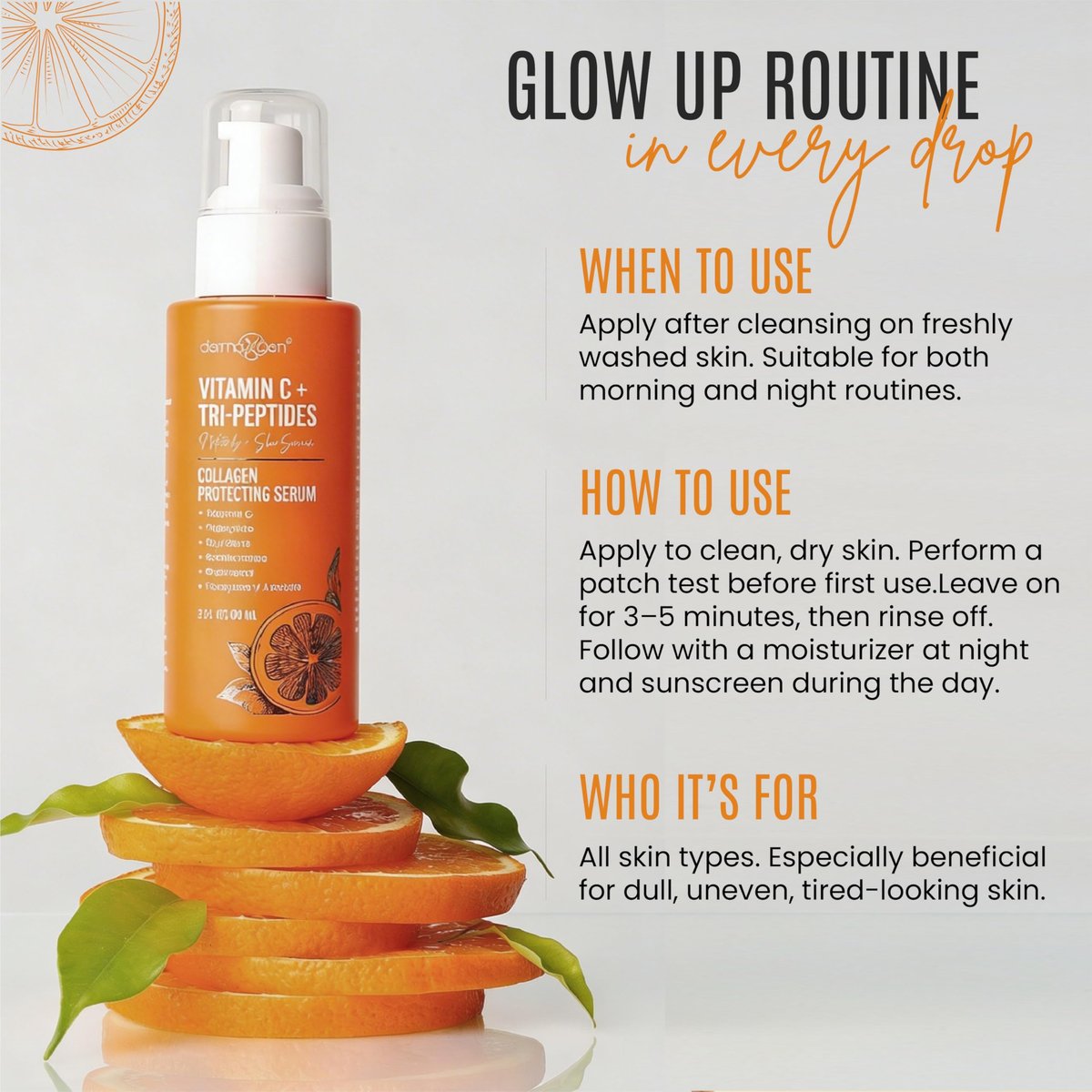 Dermaxgen Vitamin C + Tri-Peptide Bright Idea Serum – Skin Brightening & Anti-Aging Face Serum for Radiant, Firm Skin, Boosts Collagen & Elasticity, 2 fl oz Avelisse