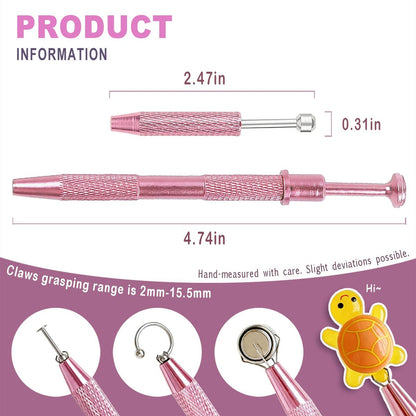 VHIPKUA 2 Pcs Piercing Changing Tools - 4-Claw Grabber & Ball Holder for Flat Back Earrings, Nose Rings, and Lip Rings - Secure Pick Up Tool for Body Jewelry (Pink)