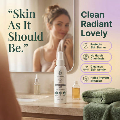 Jusspray Hypochlorous Acid Spray for Face and Skin – HOCI Facial Cleanser Mist – 32oz Refill for Acne, Eczema, Body Acne, Piercing Aftercare, Wound Solution Avelisse