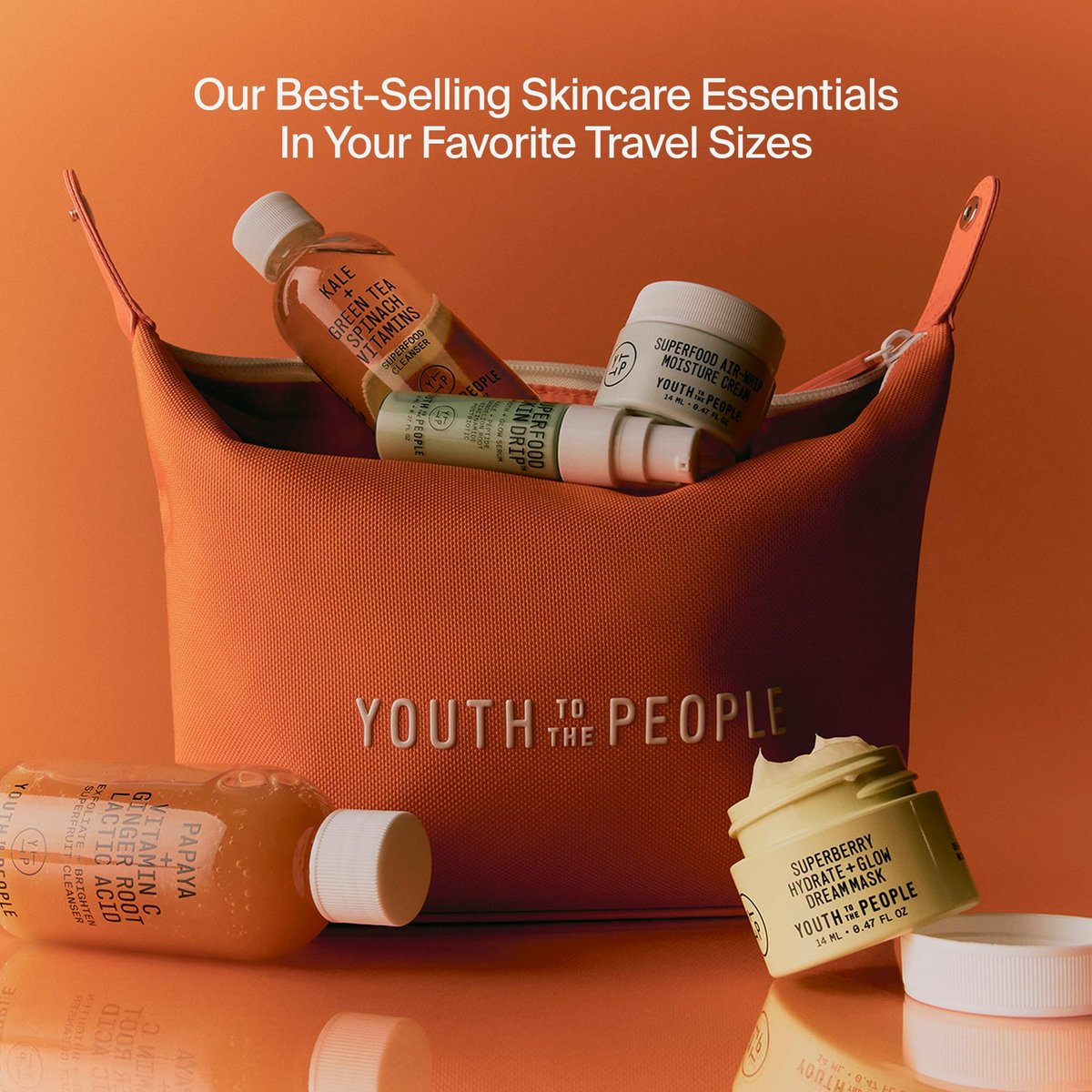 Youth To The People Youth Capsule Collection - Travel Skincare Giftset for Glowy Skin On-the-Go - 5-Piece Set with Superfood Face Cleanser + Travel Pouch Avelisse