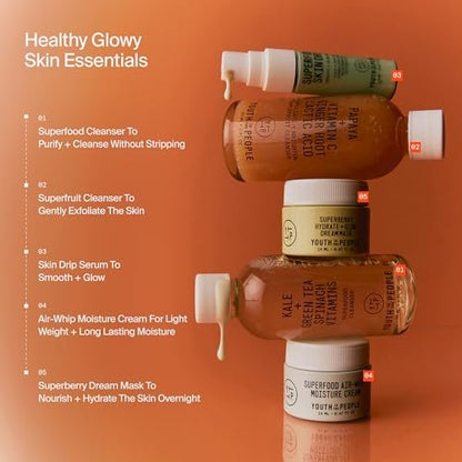 Youth To The People Youth Capsule Collection - Travel Skincare Giftset for Glowy Skin On-the-Go - 5-Piece Set with Superfood Face Cleanser + Travel Pouch Avelisse
