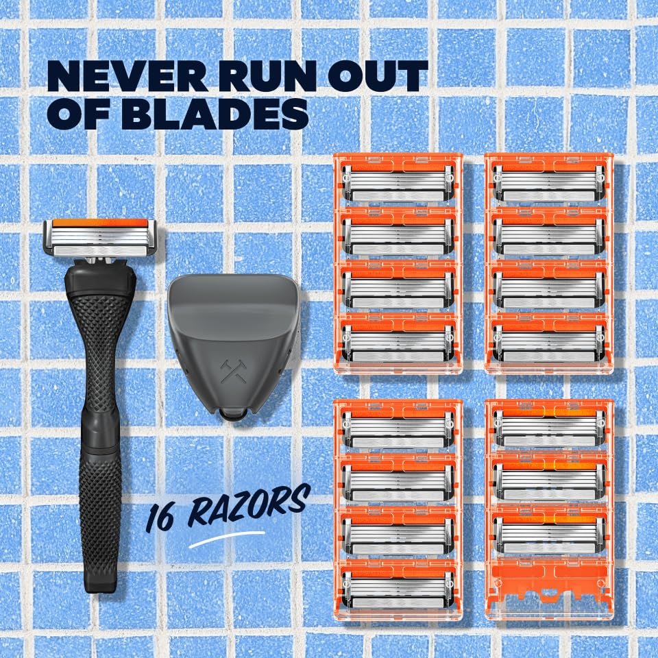 Dollar Shave Club Bulk Shave Set: 16 Swift Rinse Refill Cartridges with Handle and Razor Cover Avelisse