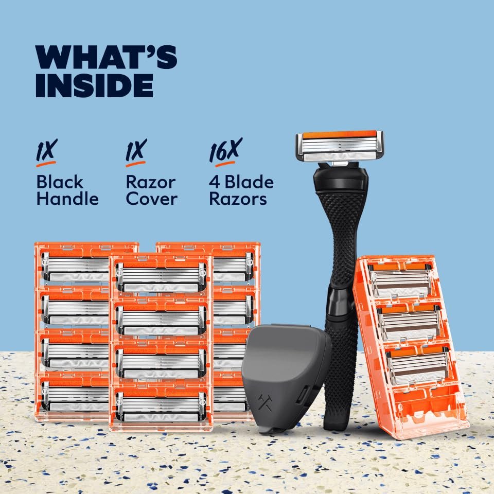 Dollar Shave Club Bulk Shave Set: 16 Swift Rinse Refill Cartridges with Handle and Razor Cover Avelisse