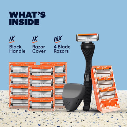 Dollar Shave Club Bulk Shave Set: 16 Swift Rinse Refill Cartridges with Handle and Razor Cover Avelisse