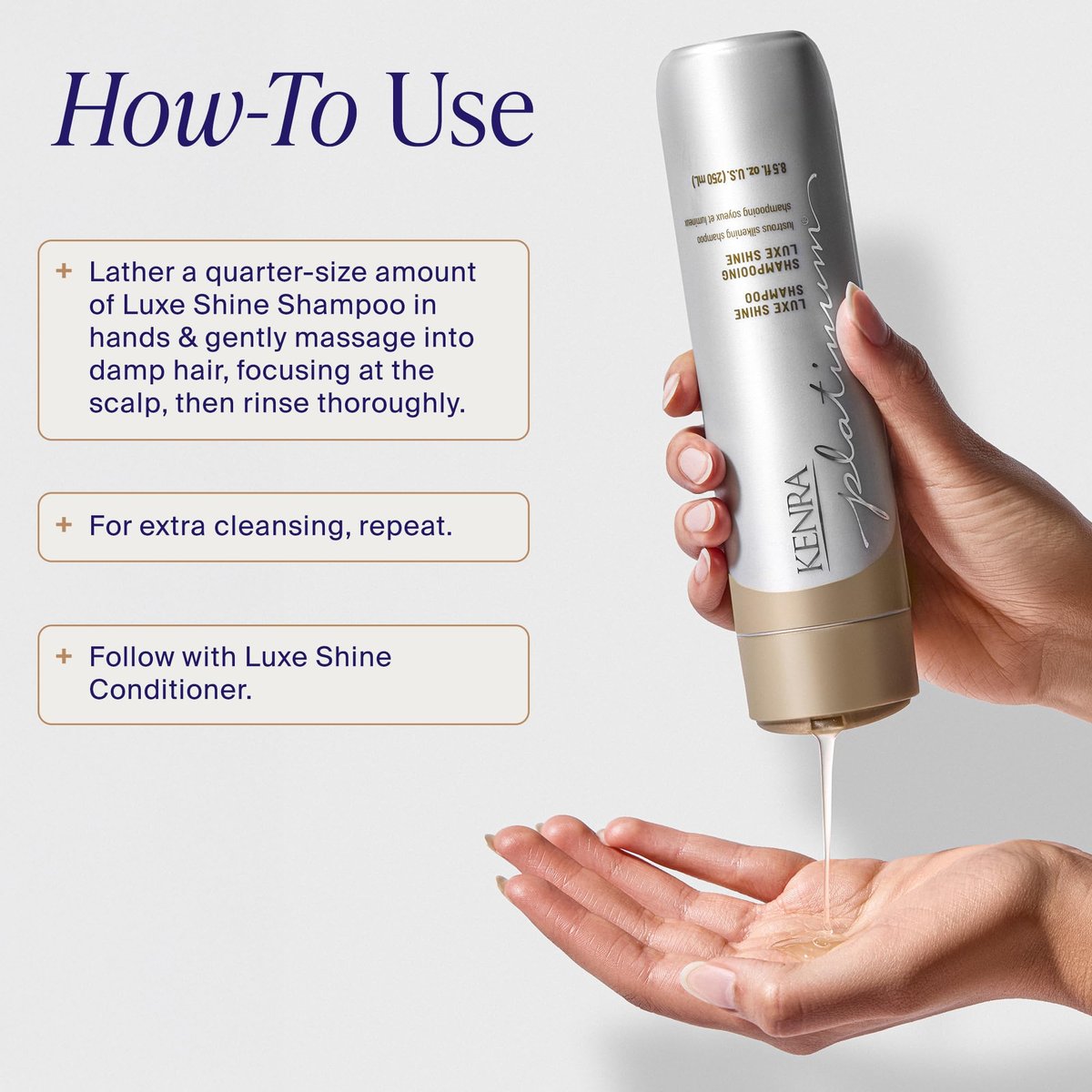 Kenra Platinum Luxe Shine Shampoo | High Shine Smoothing Shampoo for Frizzy & Dull Hair | Sulfate Free & Color Safe 8.5oz Avelisse