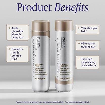 Kenra Platinum Luxe Shine Shampoo | High Shine Smoothing Shampoo for Frizzy & Dull Hair | Sulfate Free & Color Safe 8.5oz Avelisse