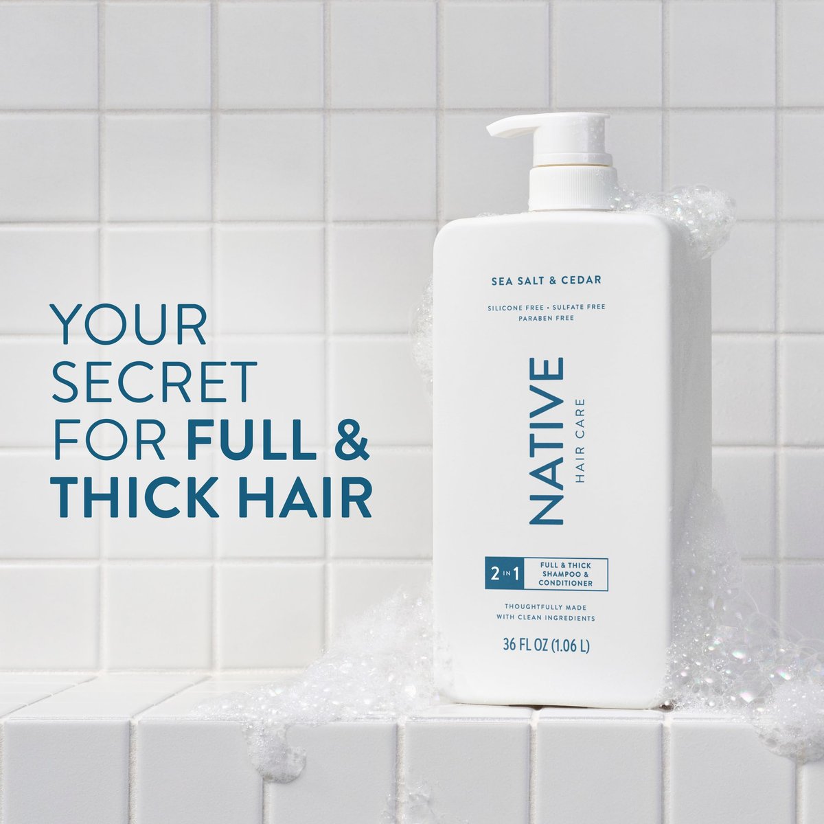 Native Full & Thick 2-in-1 Shampoo & Conditioner Sea Salt & Cedar 36 fl Oz. - görsel 3