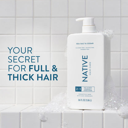 Native Full & Thick 2-in-1 Shampoo & Conditioner Sea Salt & Cedar 36 fl Oz.