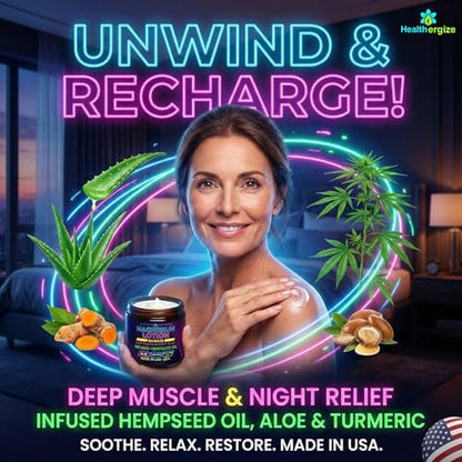 Magnesium Lotion for Sleep, Cramps & Muscle Soreness with Hemp, Turmeric & Moroccan Oil – Deep Soothing Night Muscle Cream – Moisturizing Body Cream for Relaxation – Made in USA Avelisse