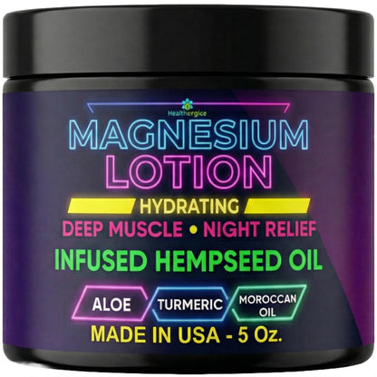 Magnesium Lotion for Sleep, Cramps & Muscle Soreness with Hemp, Turmeric & Moroccan Oil – Deep Soothing Night Muscle Cream – Moisturizing Body Cream for Relaxation – Made in USA Avelisse