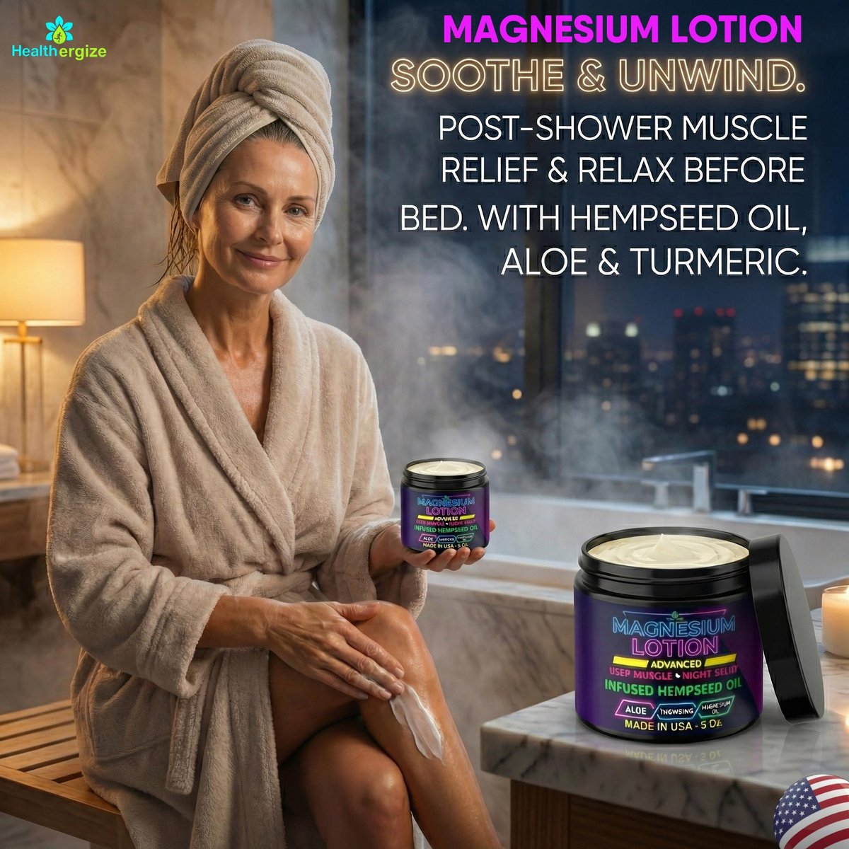Magnesium Lotion for Sleep, Cramps & Muscle Soreness with Hemp, Turmeric & Moroccan Oil – Deep Soothing Night Muscle Cream – Moisturizing Body Cream for Relaxation – Made in USA Avelisse