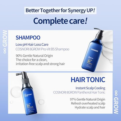 COSNORI 8GROW Pro-Vit B5 Hair Tonic - Scalp Spray for Thinning Hair & Loss, Leave-In Tonic, Strengthening & Thickening Care with Peptides & Botanical Ingredients, Menthol (3.38 fl oz)