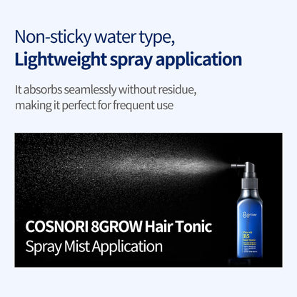 COSNORI 8GROW Pro-Vit B5 Hair Tonic - Scalp Spray for Thinning Hair & Loss, Leave-In Tonic, Strengthening & Thickening Care with Peptides & Botanical Ingredients, Menthol (3.38 fl oz)