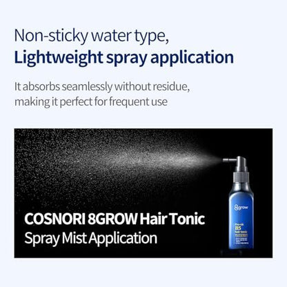 COSNORI 8GROW Pro-Vit B5 Hair Tonic - Scalp Spray for Thinning Hair & Loss, Leave-In Tonic, Strengthening & Thickening Care with Peptides & Botanical Ingredients, Menthol (3.38 fl oz)