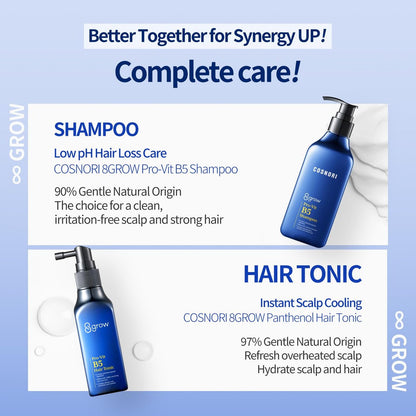COSNORI 8GROW Pro-Vit B5 Hair Tonic - Scalp Spray for Thinning Hair & Loss, Leave-In Tonic, Strengthening & Thickening Care with Peptides & Botanical Ingredients, Menthol (3.38 fl oz)