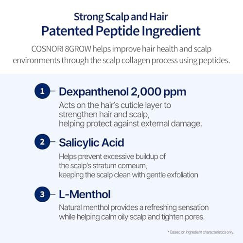COSNORI 8GROW Pro-Vit B5 Hair Tonic - Scalp Spray for Thinning Hair & Loss, Leave-In Tonic, Strengthening & Thickening Care with Peptides & Botanical Ingredients, Menthol (3.38 fl oz) - görsel 8