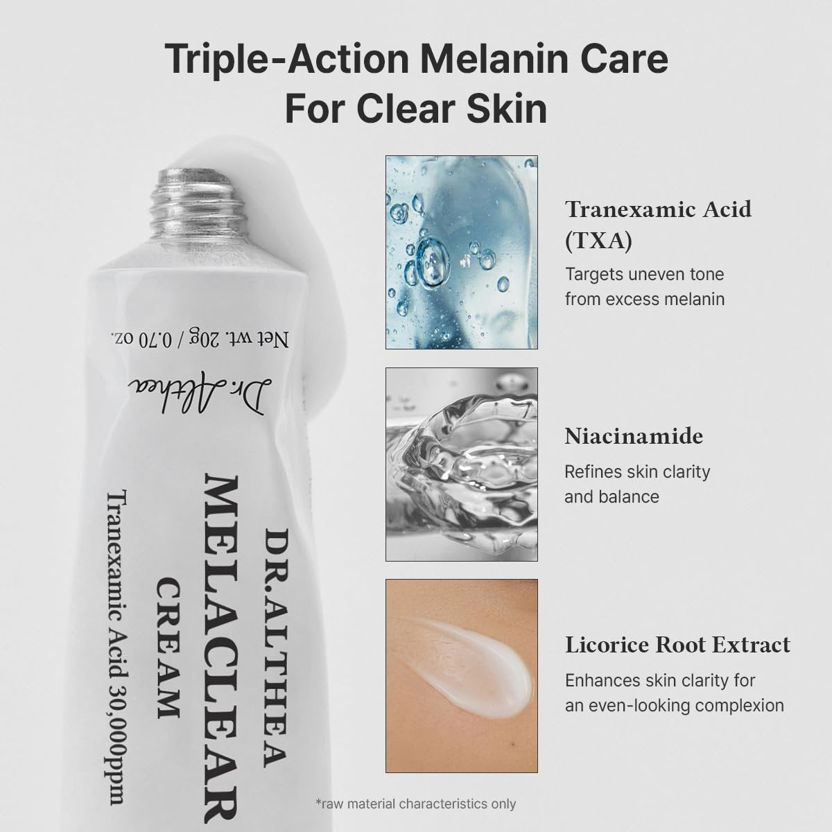 Dr.Althea Melaclear Cream: Niacinamide & Tranexamic Acid Face Moisturizer for Dark Spots & Hyperpigmentation – Korean Vegan Skincare, 0.70 Fl Oz Avelisse