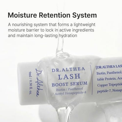 Dr.Althea Lash Boost Serum – Vegan Lash Essence with Biotin, Panthenol & 12-Peptide Complex for Stronger, Glossier Lashes (0.30 Fl Oz) Avelisse