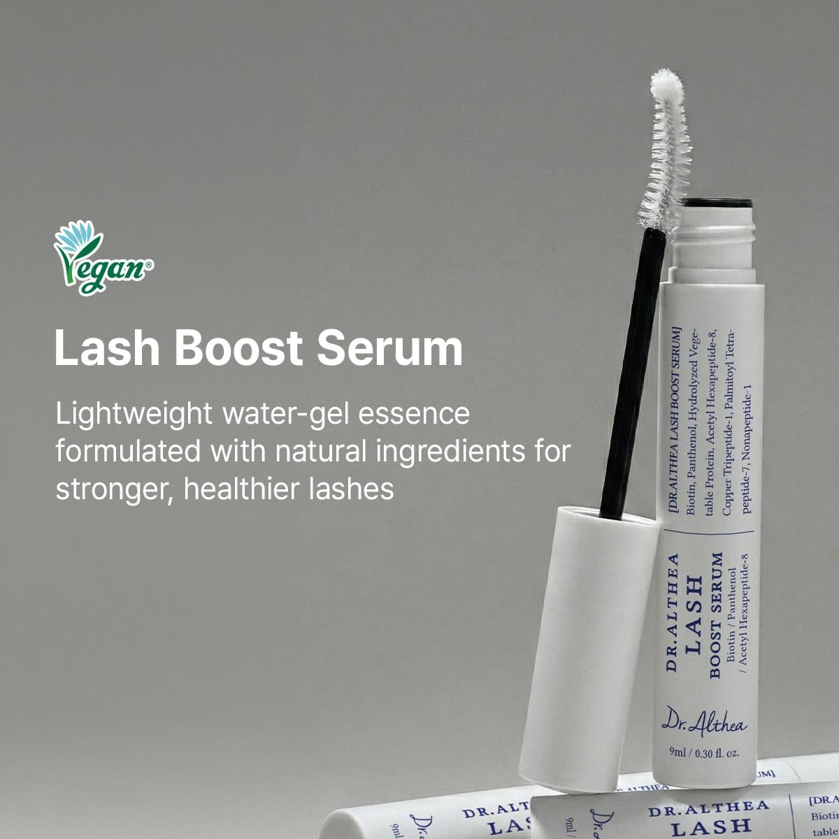 Dr.Althea Lash Boost Serum – Vegan Lash Essence with Biotin, Panthenol & 12-Peptide Complex for Stronger, Glossier Lashes (0.30 Fl Oz) Avelisse