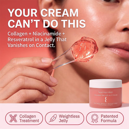 Koreana Skin Collagen Jelly Cream - Niacinamide & Resveratrol Korean Moisturizer for Glass Skin - Hydrolyzed Peptide Night Gel for Firming & Face Lift - 3.9 oz Avelisse